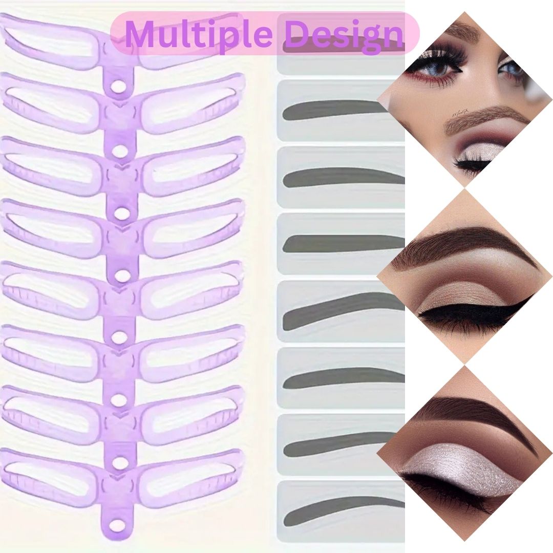 8pc Eyebrow Shaping Template Kit Handle – Reusable Grooming Tools