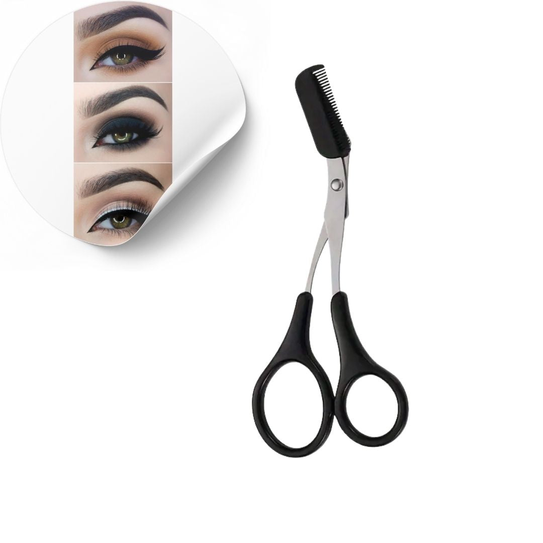 Precision Eyebrow Scissors with Comb – Stainless Steel, Safe & Stylish Makeup