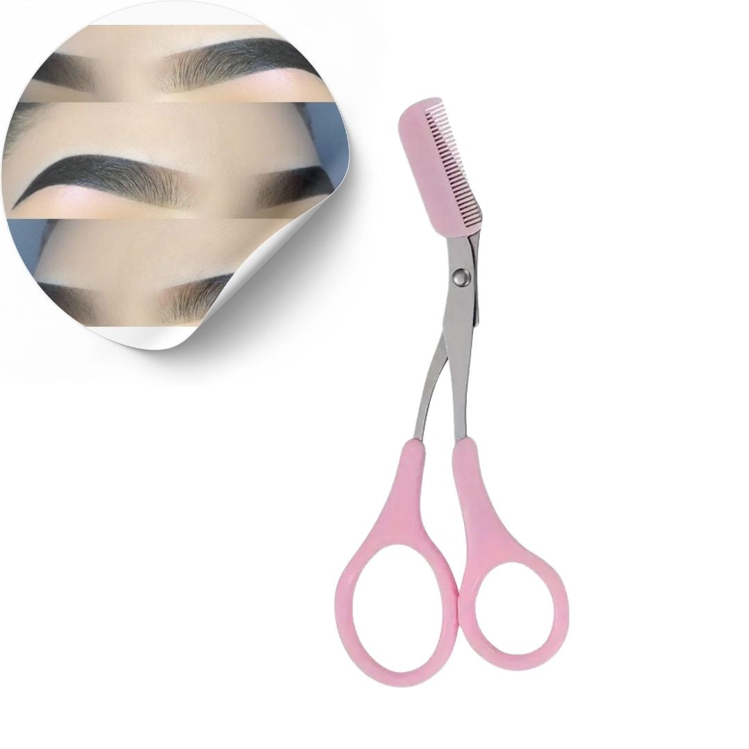 Precision Eyebrow Scissors with Comb – Stainless Steel, Safe & Stylish Makeup