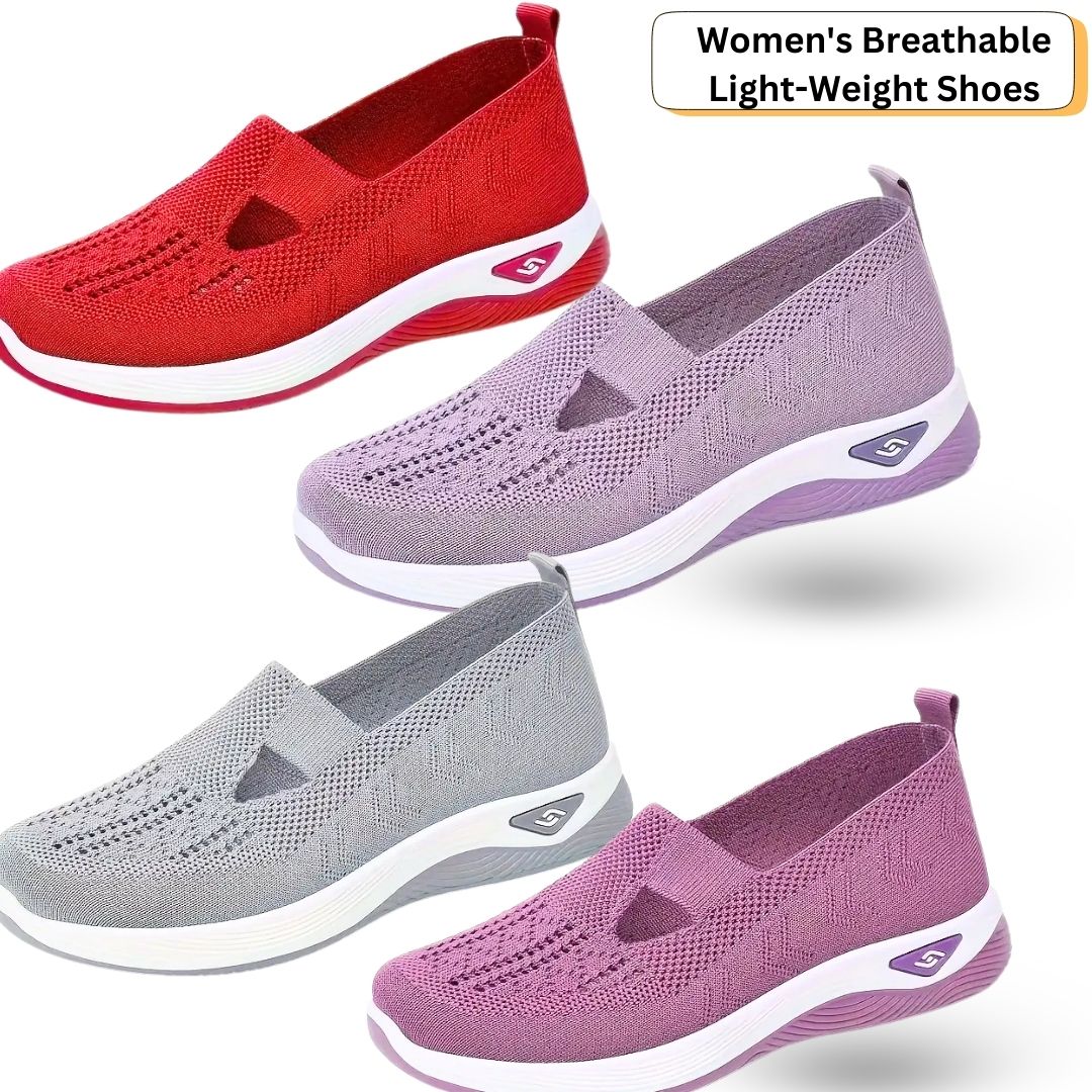 Women's Breathable Knit Non-Slip Sneakers  Lightweight, Comfortable