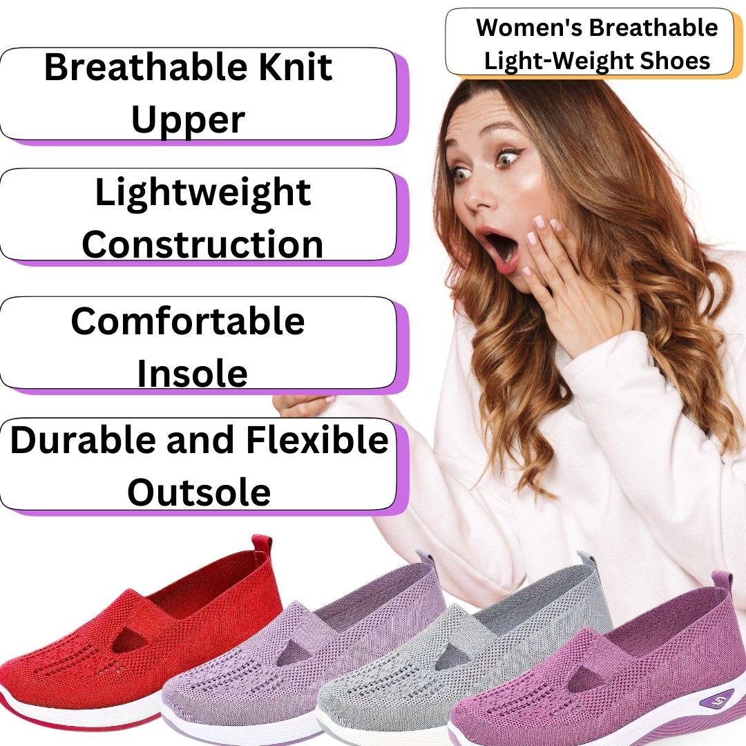 Women's Breathable Knit Non-Slip Sneakers  Lightweight, Comfortable